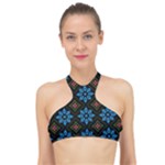 Flower Pattern Flora Floral Seamless High Neck Bikini Top