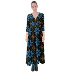 Flower Pattern Flora Floral Seamless Button Up Maxi Dress