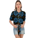 Flower Pattern Flora Floral Seamless Tie Front Shirt 