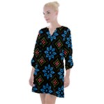 Flower Pattern Flora Floral Seamless Open Neck Shift Dress