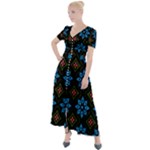 Flower Pattern Flora Floral Seamless Button Up Short Sleeve Maxi Dress