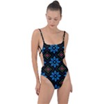 Flower Pattern Flora Floral Seamless Tie Strap One Piece Swimsuit