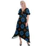 Flower Pattern Flora Floral Seamless Cross Front Sharkbite Hem Maxi Dress