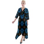 Flower Pattern Flora Floral Seamless Quarter Sleeve Wrap Front Maxi Dress