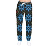 Flower Pattern Flora Floral Seamless Women Velvet Drawstring Pants