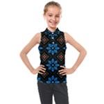 Flower Pattern Flora Floral Seamless Kids  Sleeveless Polo T-Shirt