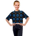 Flower Pattern Flora Floral Seamless Kids Mock Neck T-Shirt