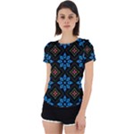 Flower Pattern Flora Floral Seamless Back Cut Out Sport T-Shirt