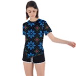 Flower Pattern Flora Floral Seamless Asymmetrical Short Sleeve Sports T-Shirt