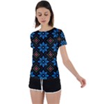 Flower Pattern Flora Floral Seamless Back Circle Cutout Sports T-Shirt