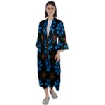 Flower Pattern Flora Floral Seamless Maxi Satin Kimono