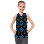 Flower Pattern Flora Floral Seamless Kids  Sleeveless Hoodie