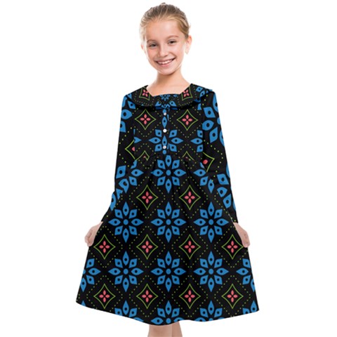 Flower Pattern Flora Floral Seamless Kids  Midi Sailor Dress from ArtsNow.com