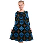 Flower Pattern Flora Floral Seamless Kids  Midi Sailor Dress