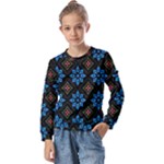 Flower Pattern Flora Floral Seamless Kids  Long Sleeve T-Shirt with Frill 