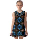 Flower Pattern Flora Floral Seamless Kids  Pilgrim Collar Ruffle Hem Dress