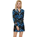 Flower Pattern Flora Floral Seamless Long Sleeve Satin Robe