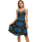 Flower Pattern Flora Floral Seamless Sleeveless Tie Front Chiffon Dress