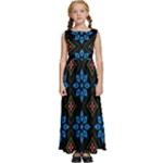 Flower Pattern Flora Floral Seamless Kids  Satin Sleeveless Maxi Dress