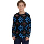 Flower Pattern Flora Floral Seamless Kids  Crewneck Sweatshirt