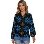 Flower Pattern Flora Floral Seamless Women s Long Sleeve Button Up Shirt