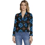 Flower Pattern Flora Floral Seamless Women s Long Sleeve Revers Collar Cropped Jacket