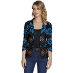 Flower Pattern Flora Floral Seamless Women s One-Button 3/4 Sleeve Short Jacket