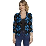 Flower Pattern Flora Floral Seamless Women s Casual 3/4 Sleeve Spring Jacket