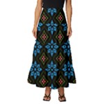 Flower Pattern Flora Floral Seamless Tiered Ruffle Maxi Skirt