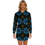 Flower Pattern Flora Floral Seamless Womens Long Sleeve Shirt Dress