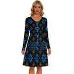 Flower Pattern Flora Floral Seamless Long Sleeve Dress With Pocket