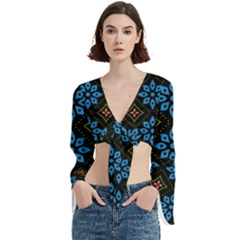 Flower Pattern Flora Floral Seamless Trumpet Sleeve Cropped Top from ArtsNow.com