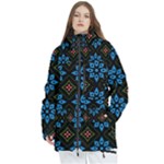 Flower Pattern Flora Floral Seamless Women s Multi Pockets Zip Ski and Snowboard Waterproof Breathable Jacket