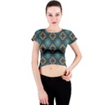 Flowers Pattern Design Abstract Crew Neck Crop Top