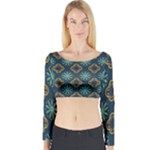 Flowers Pattern Design Abstract Long Sleeve Crop Top