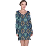 Flowers Pattern Design Abstract Long Sleeve Nightdress