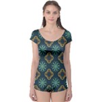 Flowers Pattern Design Abstract Boyleg Leotard 