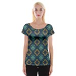 Flowers Pattern Design Abstract Cap Sleeve Top