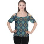 Flowers Pattern Design Abstract Cutout Shoulder T-Shirt