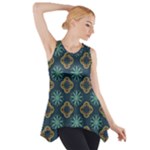 Flowers Pattern Design Abstract Side Drop Tank Tunic