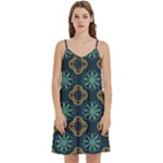 Flowers Pattern Design Abstract Mini Camis Dress With Pockets