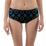 Flowers Pattern Design Abstract Reversible Mid-Waist Bikini Bottoms