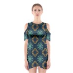 Flowers Pattern Design Abstract Shoulder Cutout One Piece Dress