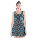 Flowers Pattern Design Abstract Scoop Neck Skater Dress