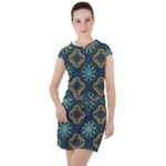 Flowers Pattern Design Abstract Drawstring Hooded Dress