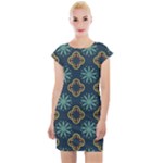 Flowers Pattern Design Abstract Cap Sleeve Bodycon Dress