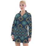 Flowers Pattern Design Abstract Women s Long Sleeve Casual Dress