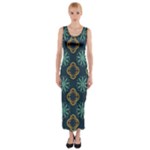 Flowers Pattern Design Abstract Fitted Maxi Dress