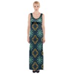 Flowers Pattern Design Abstract Thigh Split Maxi Dress