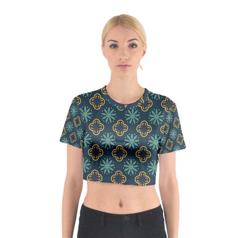 Flowers Pattern Design Abstract Cotton Crop Top from ArtsNow.com